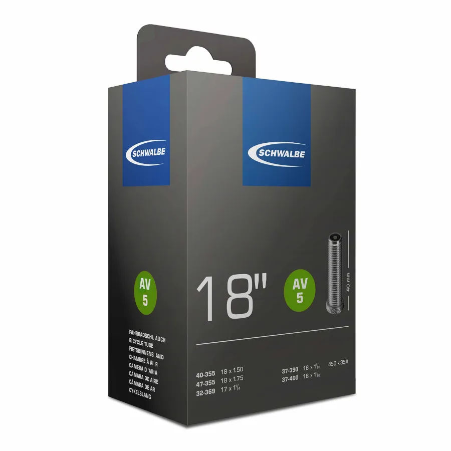 Binnenband Schwalbe AV5 18" 40/47-355 32-369 37-390 37-400 Binnenband Schwalbe AV5 18" 40/47-355 32-369 37-390 37-400
