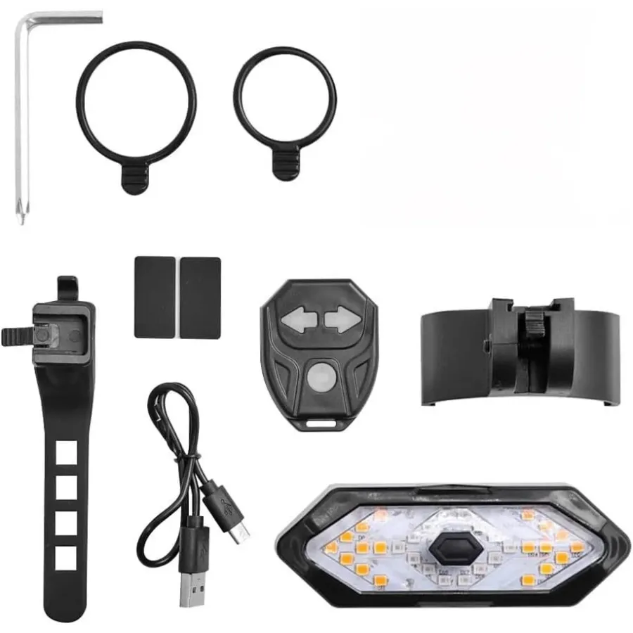 LED Bicycle Rear Light - Safety Warning - Wireless Remote Control - Turn Signal