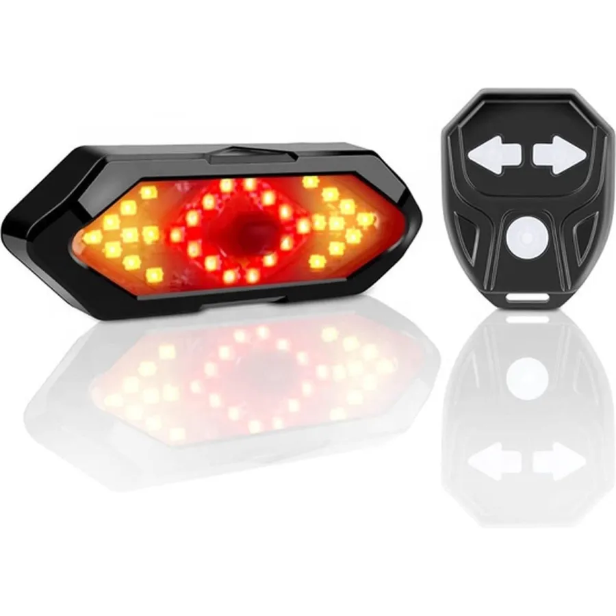 LED Bicycle Rear Light - Safety Warning - Wireless Remote Control - Turn Signal