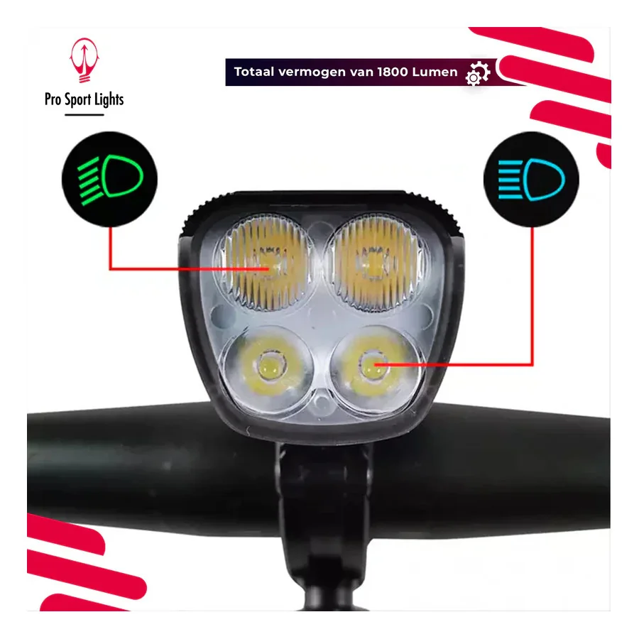 Pro Sport Lights Performance 1800 Lumen Fietsverlichting - Racefiets/MTB
